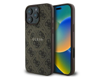 Etui / obudowa na smartfona Guess 4G Ring Classic Logo do iPhone 16 Pro brązowy